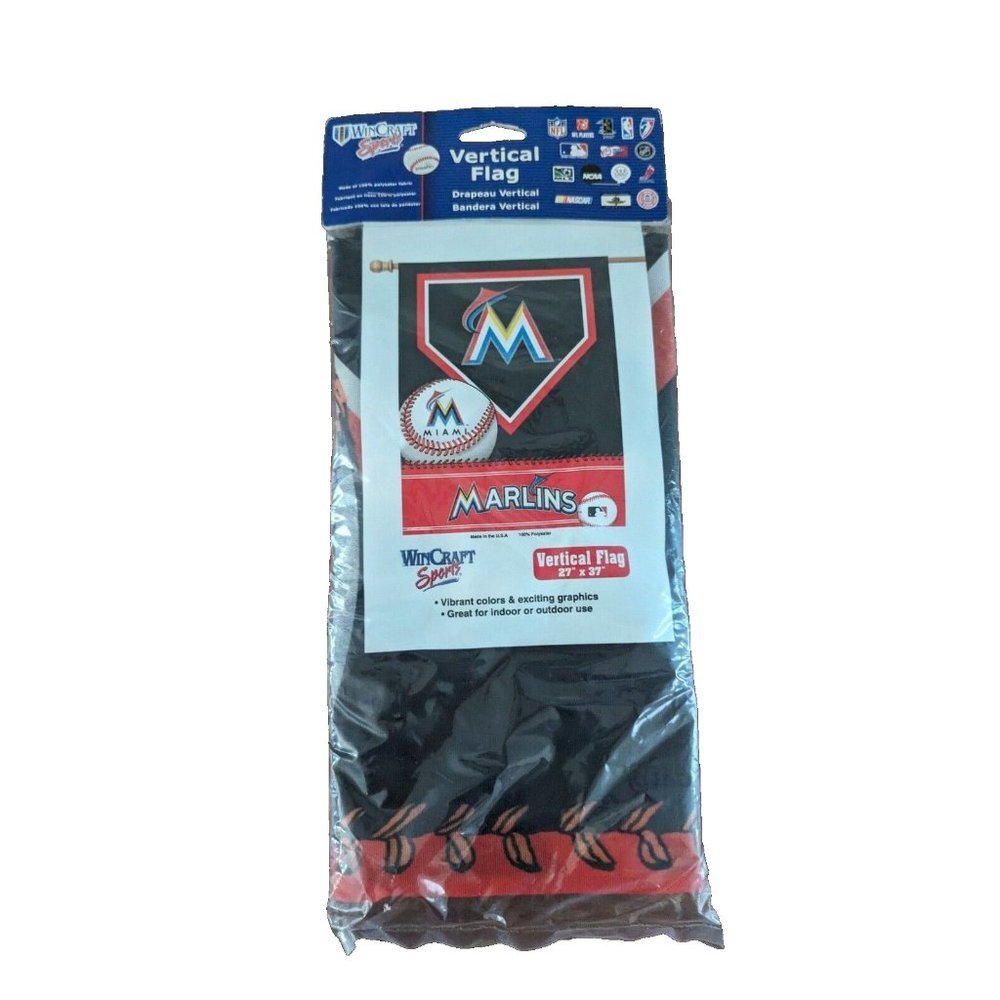 WinCraft Sports MLB Miami Marlins Baseball Vertical Flag 27 x 37 Indoor Outdoor